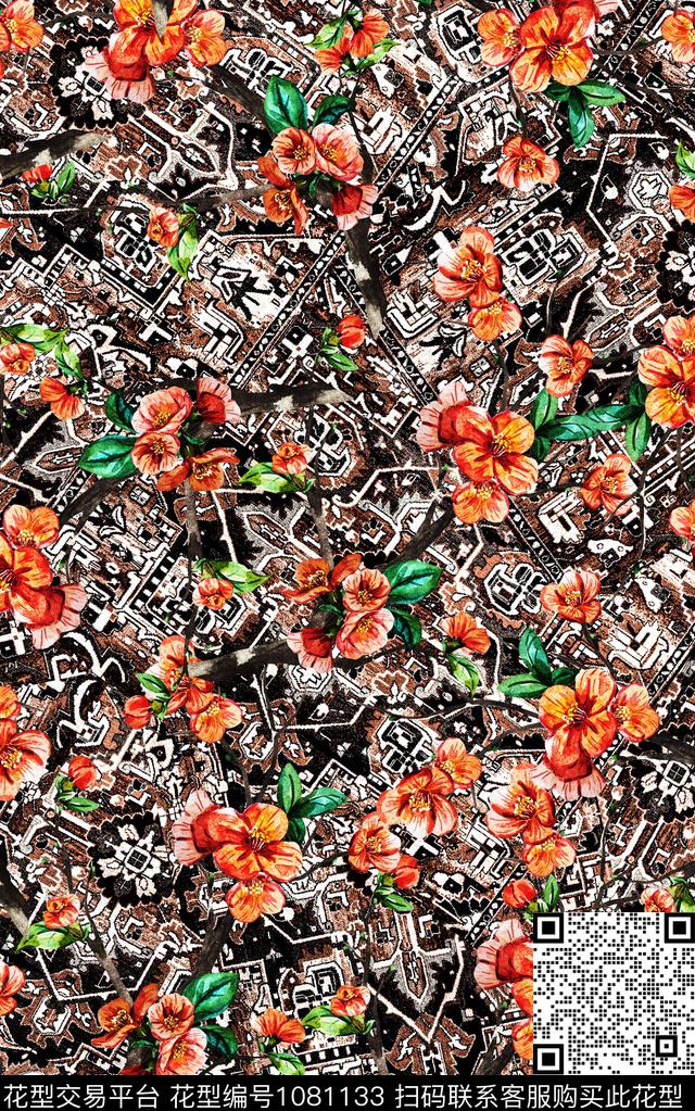 数码华亿平台民族风小碎花数码印花华亿平台下载（图片编号: 1081133） - 瓦栏（Walan）