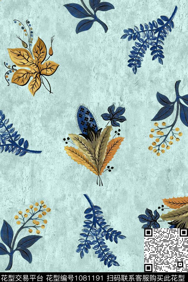 水彩花卉纹理年轻女性数码印花华亿平台下载（图片编号: 1081191） - 瓦栏（Walan）
