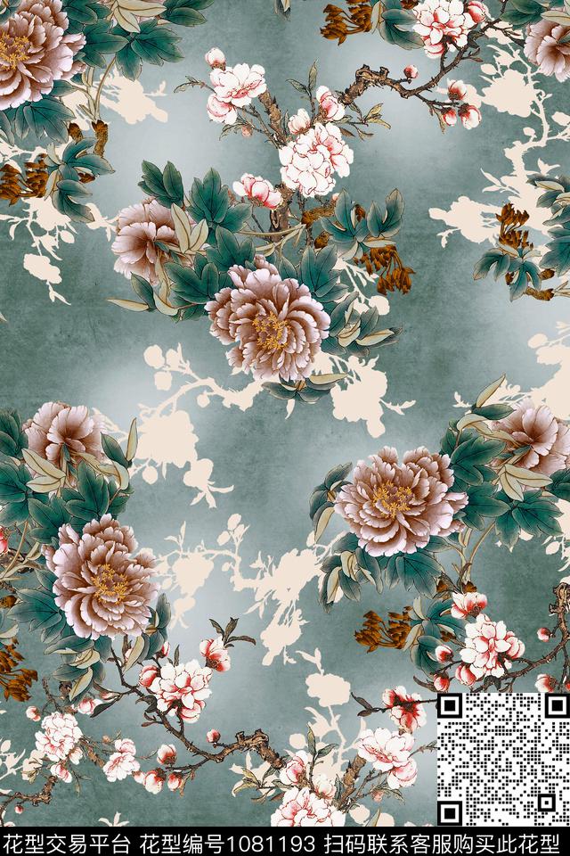 中国风数码华亿平台花卉数码印花华亿平台下载（图片编号: 1081193） - 瓦栏（Walan）