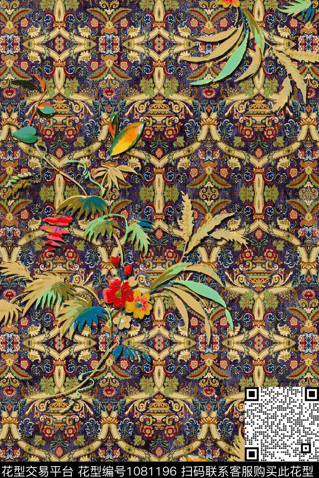 民族风古典花纹花卉数码印花华亿平台下载（图片编号: 1081196） - 瓦栏（Walan）