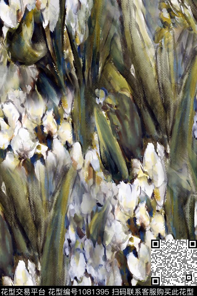 数码华亿平台抽象手绘花卉数码印花华亿平台下载（图片编号: 1081395） - 瓦栏（Walan）