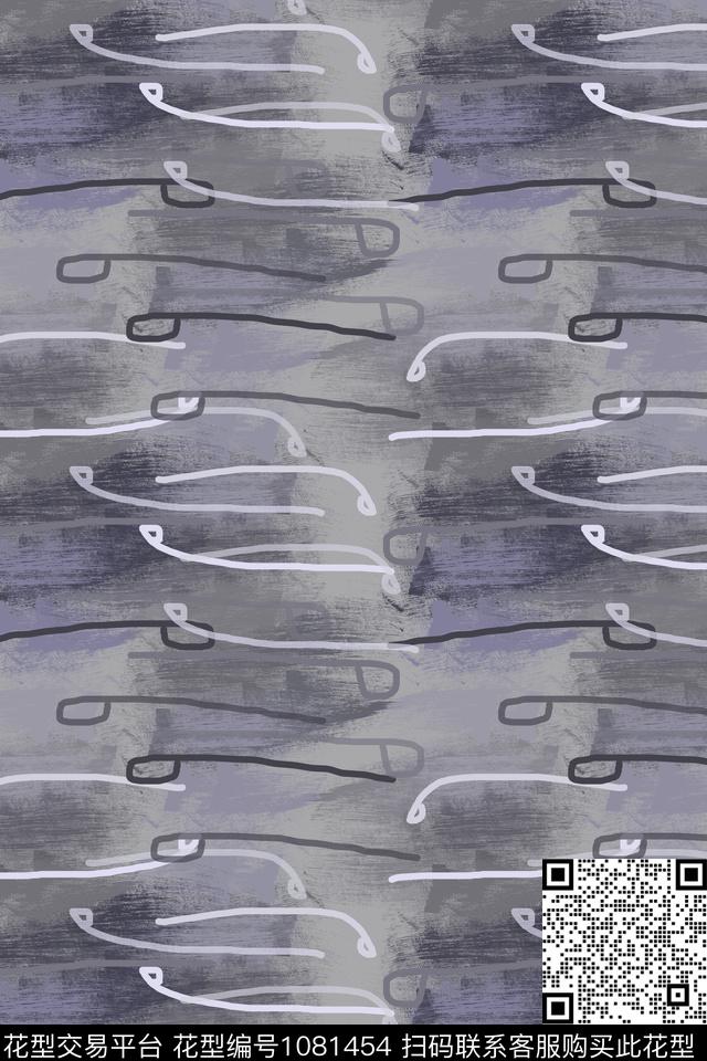 签字笔印花手绘线条笔触线条传统印花华亿平台下载（图片编号: 1081454） - 瓦栏（Walan）