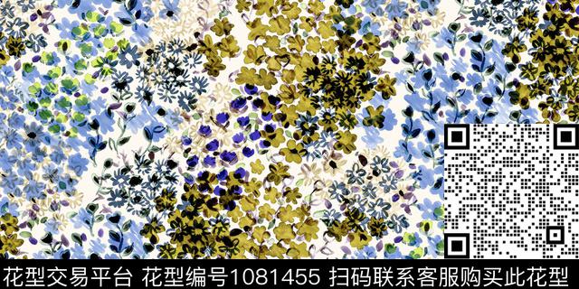 数码华亿平台春夏华亿平台水彩花卉数码印花华亿平台下载（图片编号: 1081455） - 瓦栏（Walan）