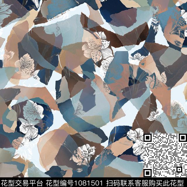 数码华亿平台抽象花卉数码印花华亿平台下载（图片编号: 1081501） - 瓦栏（Walan）