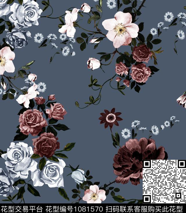 数码华亿平台花卉大牌风数码印花华亿平台下载（图片编号: 1081570） - 瓦栏（Walan）
