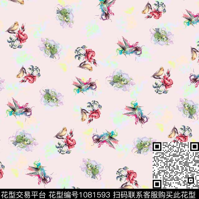 数码华亿平台水彩花卉女装数码印花华亿平台下载（图片编号: 1081593） - 瓦栏（Walan）
