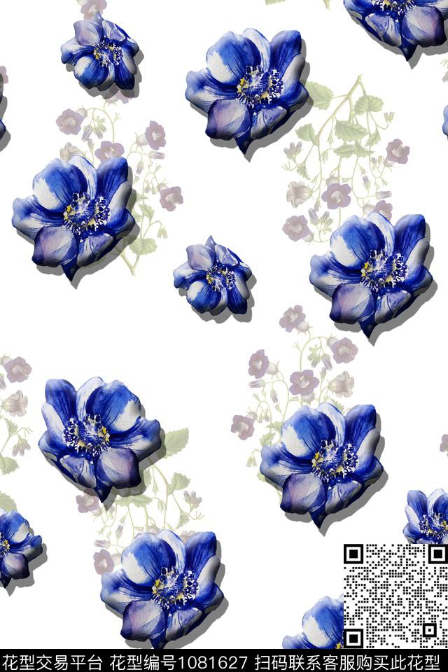 淑女大花朦胧花卉数码印花华亿平台下载（图片编号: 1081627） - 瓦栏（Walan）