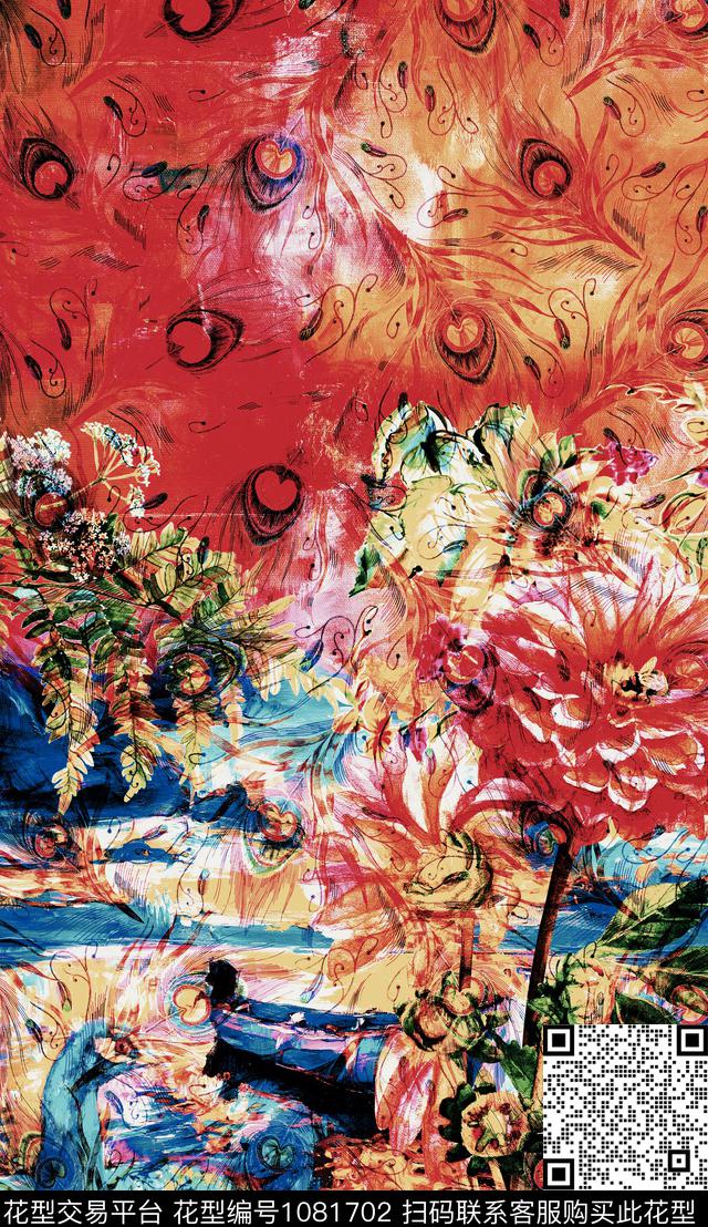 大花肌理定位花数码印花华亿平台下载（图片编号: 1081702） - 瓦栏（Walan）