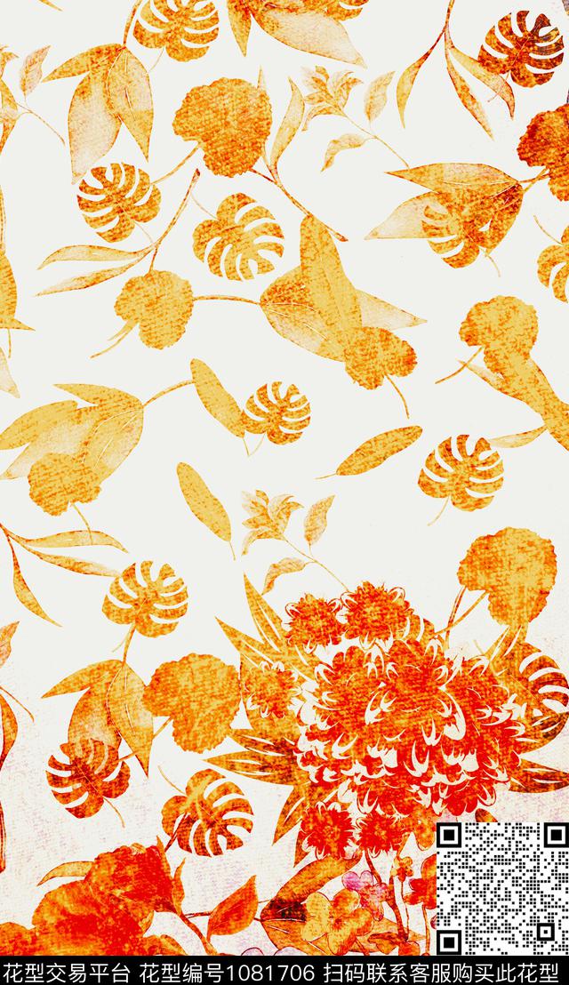 大花肌理定位花数码印花华亿平台下载（图片编号: 1081706） - 瓦栏（Walan）