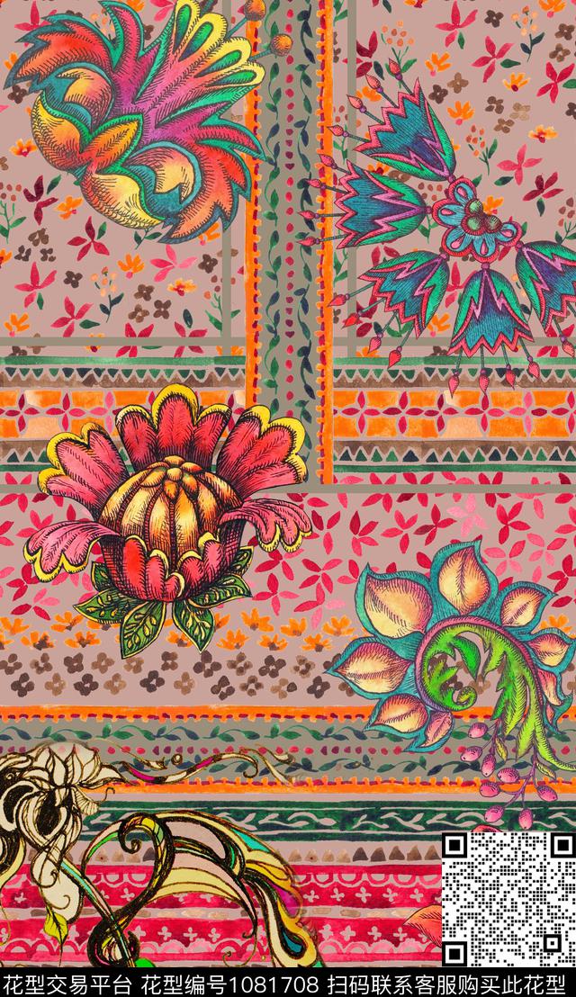 大花肌理定位花数码印花华亿平台下载（图片编号: 1081708） - 瓦栏（Walan）
