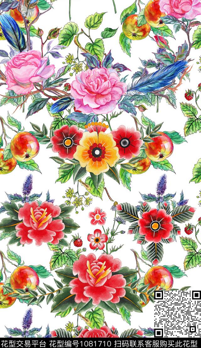 大花肌理定位花数码印花华亿平台下载（图片编号: 1081710） - 瓦栏（Walan）
