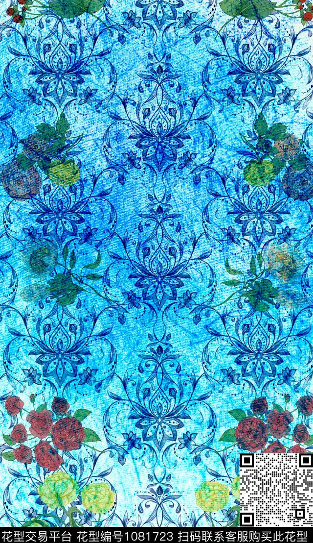 大花肌理定位花数码印花华亿平台下载（图片编号: 1081723） - 瓦栏（Walan）