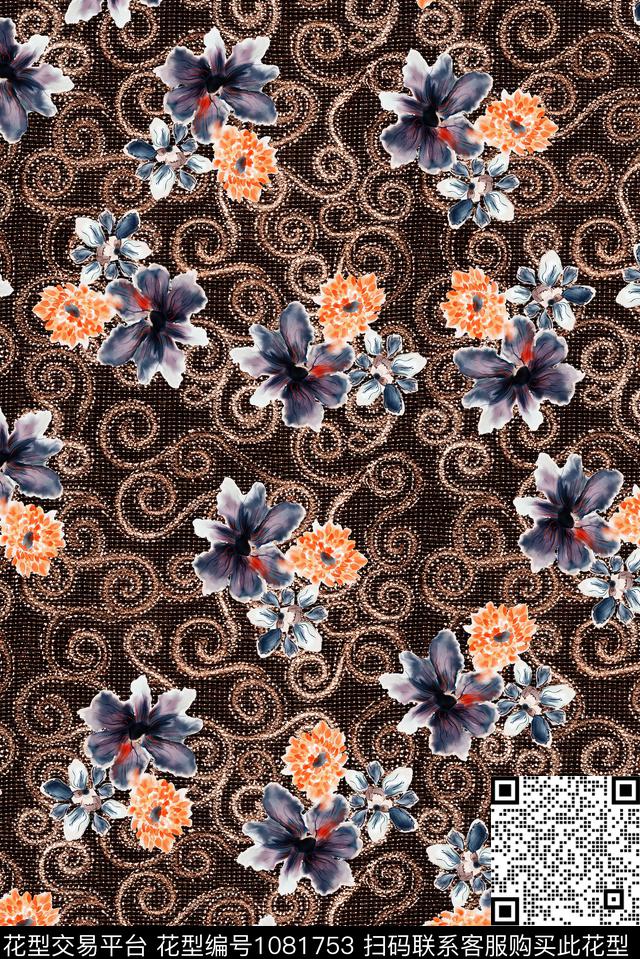 数码华亿平台民族风抽象数码印花华亿平台下载（图片编号: 1081753） - 瓦栏（Walan）