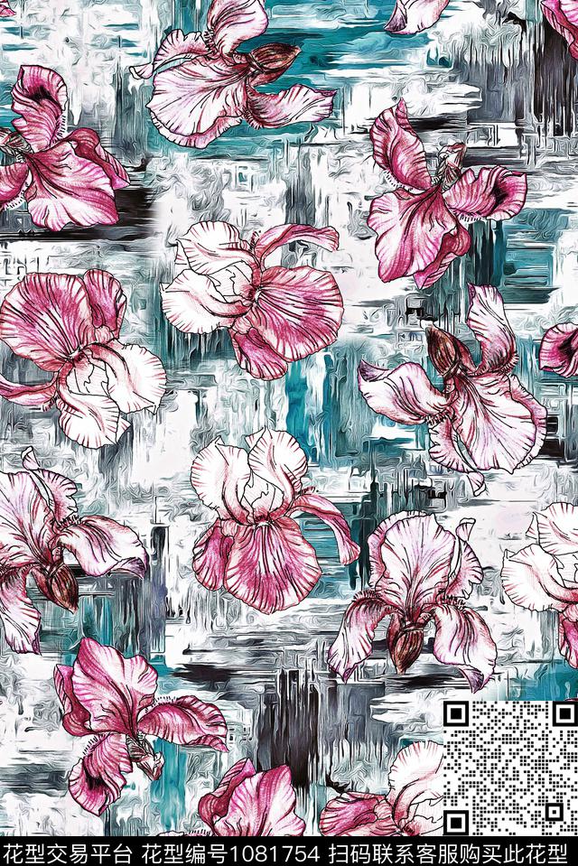 数码华亿平台花卉几何数码印花华亿平台下载（图片编号: 1081754） - 瓦栏（Walan）