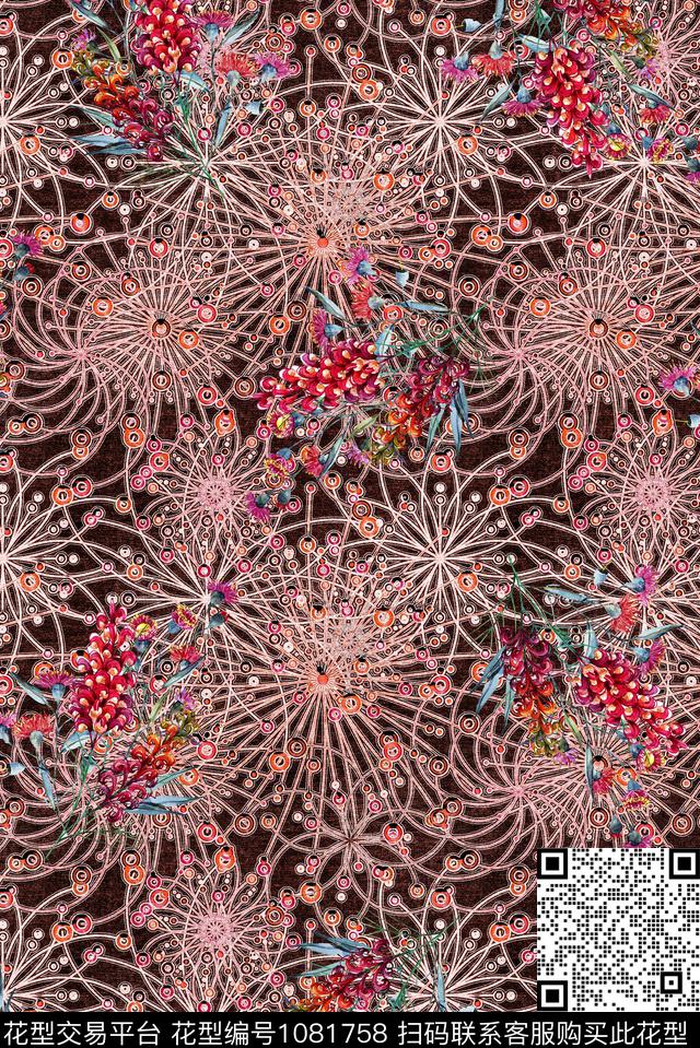 数码华亿平台民族风花卉数码印花华亿平台下载（图片编号: 1081758） - 瓦栏（Walan）