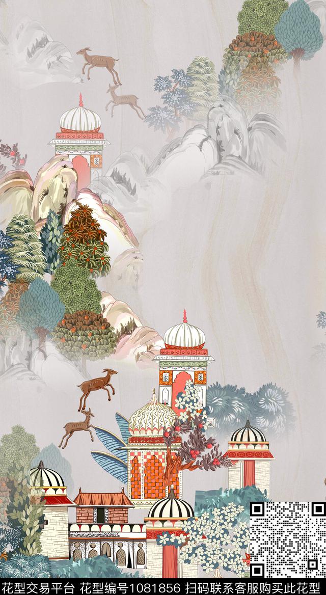 树林建筑山林数码印花华亿平台下载（图片编号: 1081856） - 瓦栏（Walan）