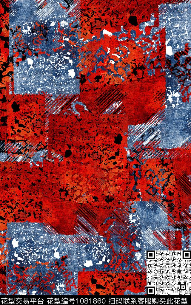 肌理抽象笔触数码印花华亿平台下载（图片编号: 1081860） - 瓦栏（Walan）