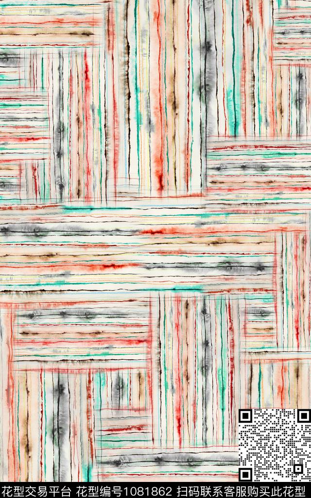 肌理笔触几何数码印花华亿平台下载（图片编号: 1081862） - 瓦栏（Walan）