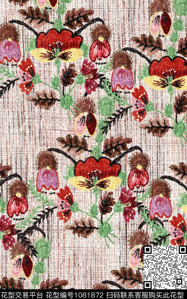 肌理笔触绣花华亿平台数码印花华亿平台下载（图片编号: 1081872） - 瓦栏（Walan）