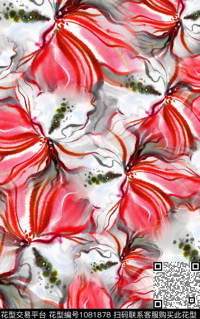 肌理抽象笔触数码印花华亿平台下载（图片编号: 1081878） - 瓦栏（Walan）