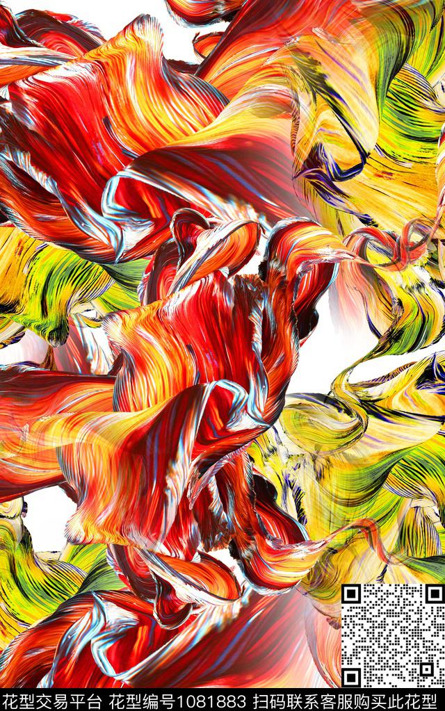 肌理笔触几何数码印花华亿平台下载（图片编号: 1081883） - 瓦栏（Walan）