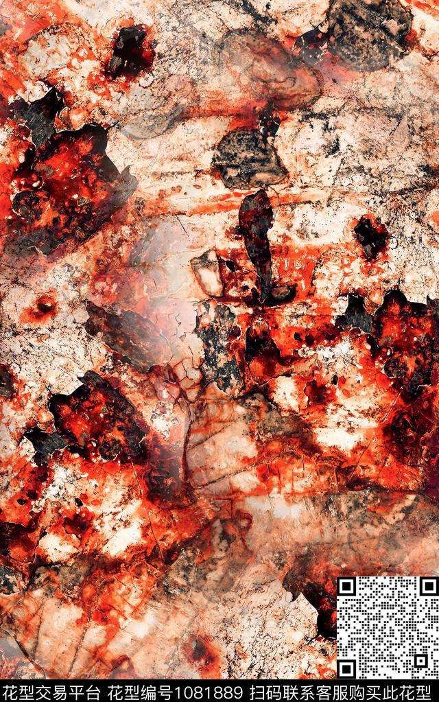 肌理抽象笔触感觉数码印花华亿平台下载（图片编号: 1081889） - 瓦栏（Walan）