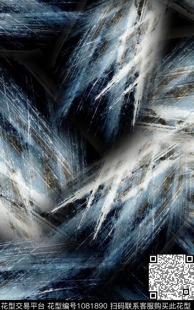 肌理抽象笔触感觉数码印花华亿平台下载（图片编号: 1081890） - 瓦栏（Walan）