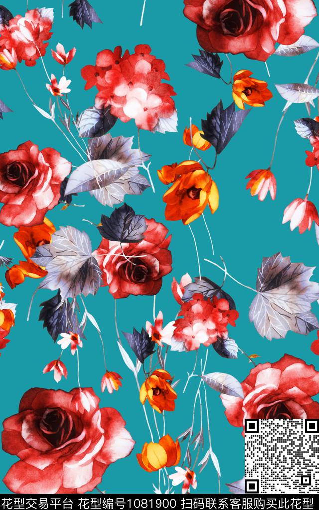 小碎花水彩花卉花卉数码印花华亿平台下载（图片编号: 1081900） - 瓦栏（Walan）