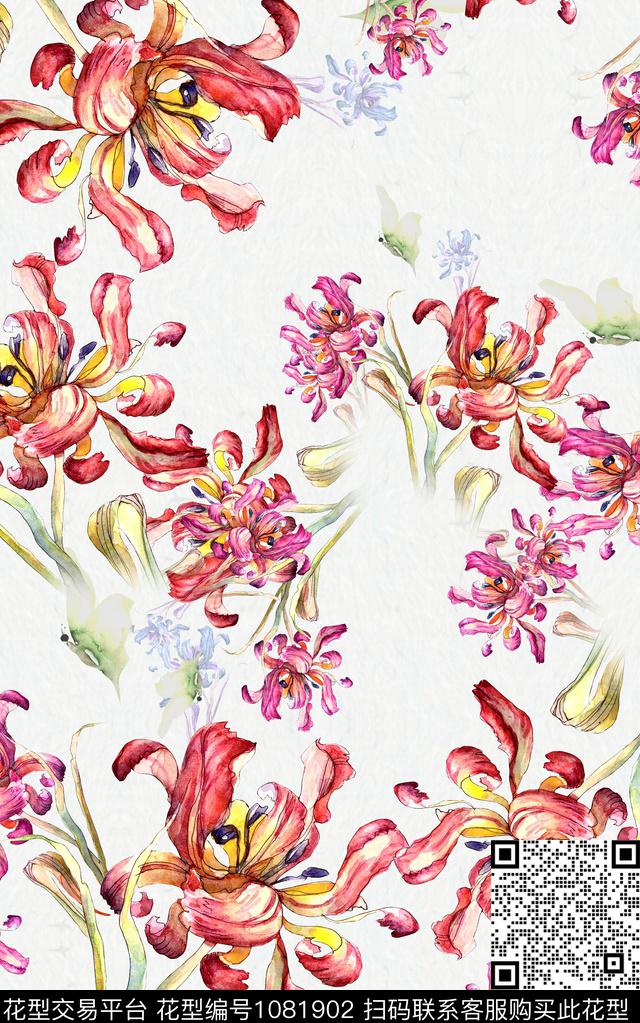 小碎花水彩花卉花卉数码印花华亿平台下载（图片编号: 1081902） - 瓦栏（Walan）