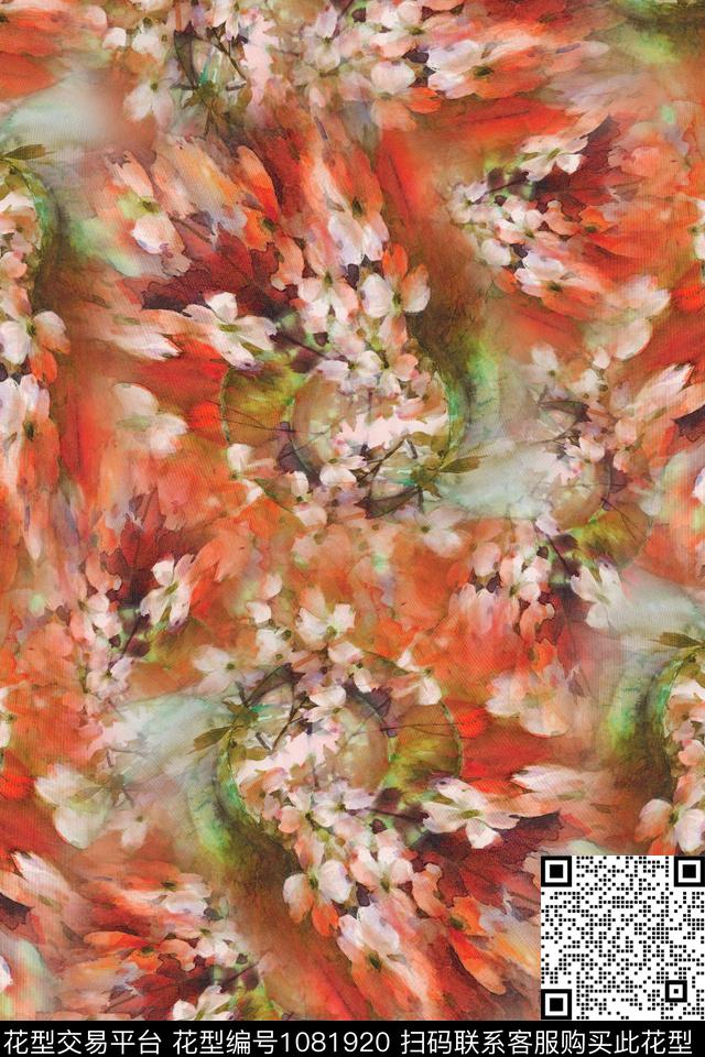 小碎花抽象水彩花卉数码印花华亿平台下载（图片编号: 1081920） - 瓦栏（Walan）
