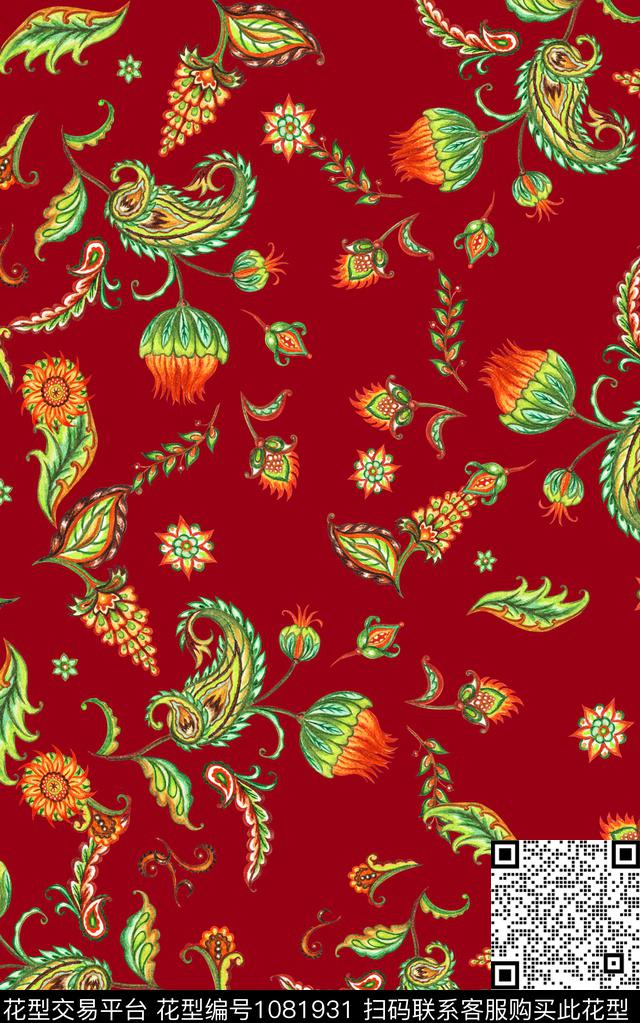 民族风佩斯利中老年数码印花华亿平台下载（图片编号: 1081931） - 瓦栏（Walan）