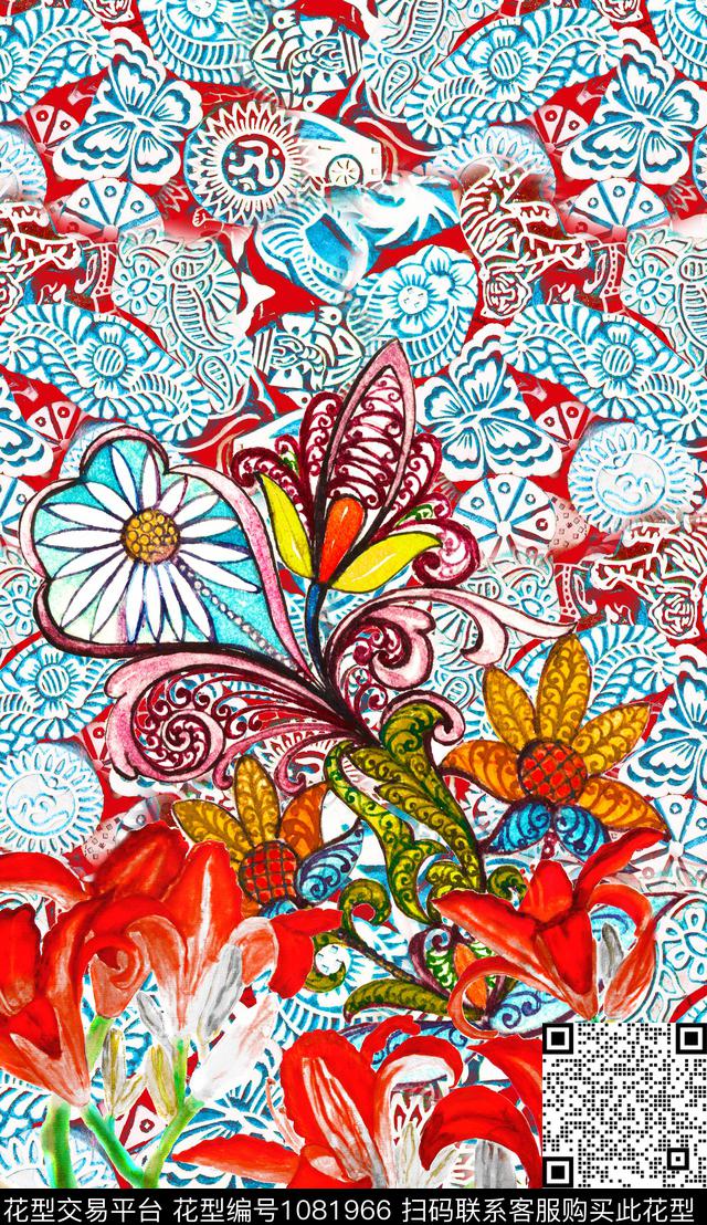 民族风定位花中老年数码印花华亿平台下载（图片编号: 1081966） - 瓦栏（Walan）