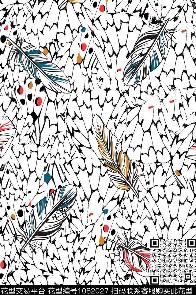 羽毛几何1/2接传统印花华亿平台下载（图片编号: 1082027） - 瓦栏（Walan）