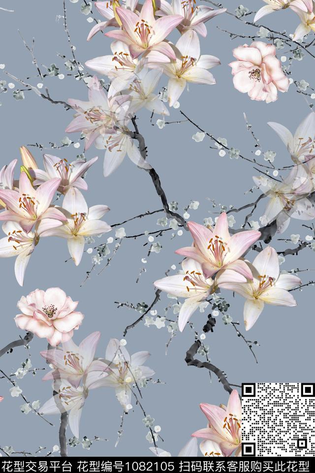 数码华亿平台花卉女装数码印花华亿平台下载（图片编号: 1082105） - 瓦栏（Walan）