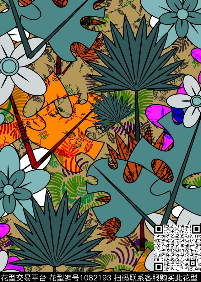 数码华亿平台植物花卉数码印花华亿平台下载（图片编号: 1082193） - 瓦栏（Walan）
