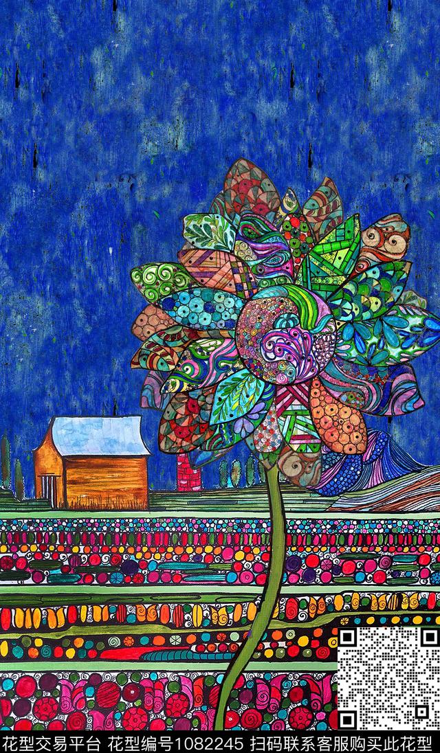 民族风肌理定位花数码印花华亿平台下载（图片编号: 1082245） - 瓦栏（Walan）