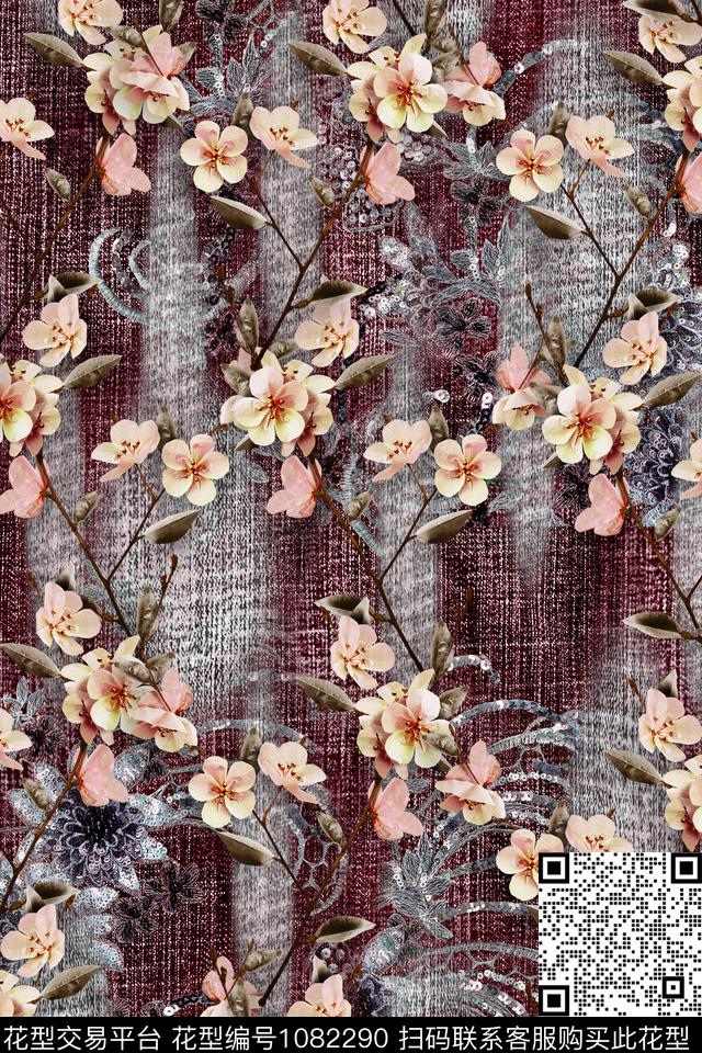 中国风数码华亿平台花卉数码印花华亿平台下载（图片编号: 1082290） - 瓦栏（Walan）