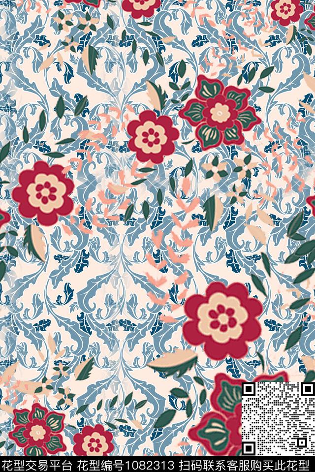 数码华亿平台春夏华亿平台花卉数码印花华亿平台下载（图片编号: 1082313） - 瓦栏（Walan）