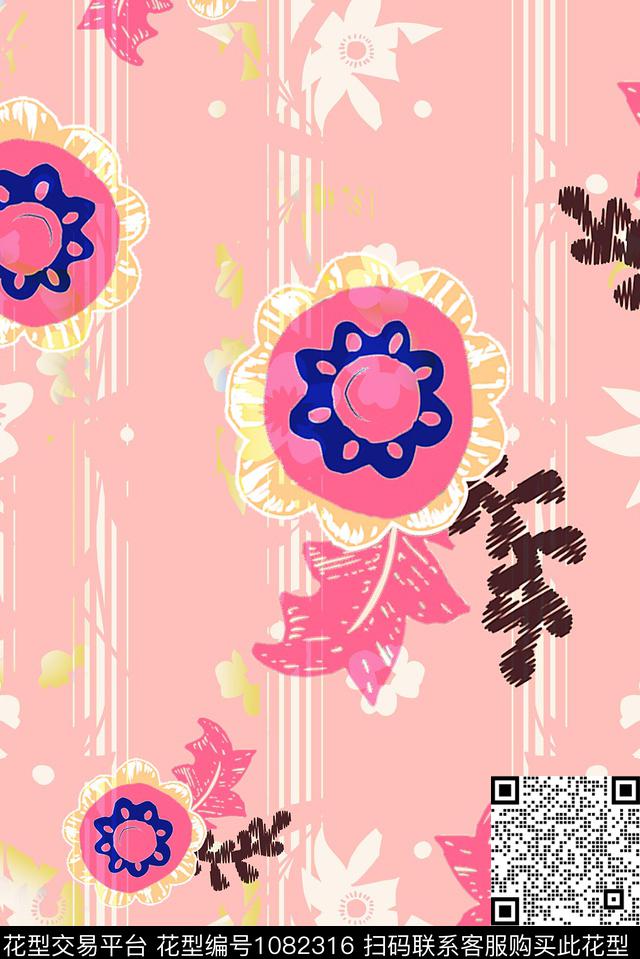 数码华亿平台趣味花卉数码印花华亿平台下载（图片编号: 1082316） - 瓦栏（Walan）