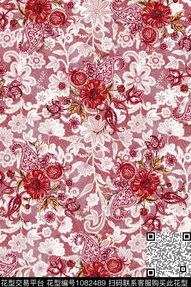 数码华亿平台民族风花卉数码印花华亿平台下载（图片编号: 1082489） - 瓦栏（Walan）