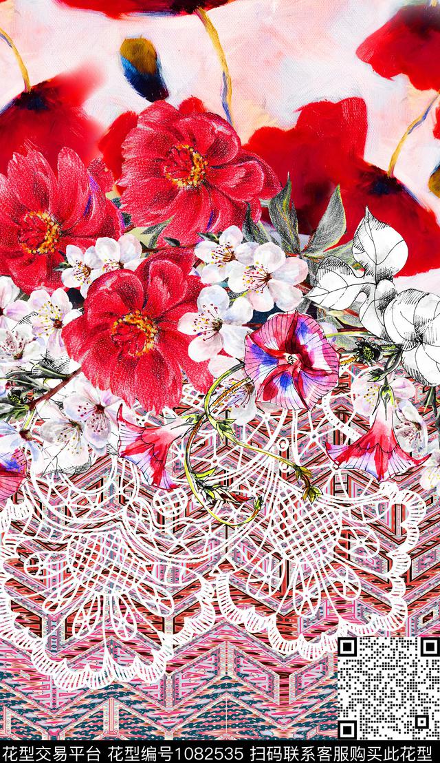 大花定位花中老年数码印花华亿平台下载（图片编号: 1082535） - 瓦栏（Walan）