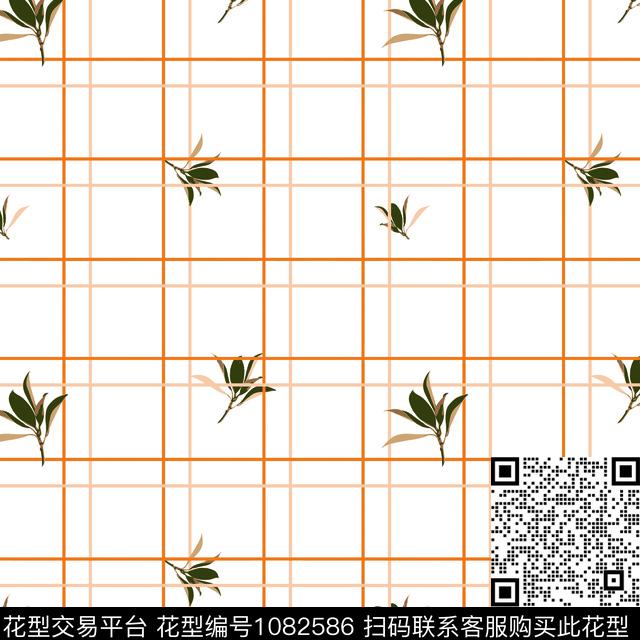 少女格子花卉传统印花华亿平台下载（图片编号: 1082586） - 瓦栏（Walan）