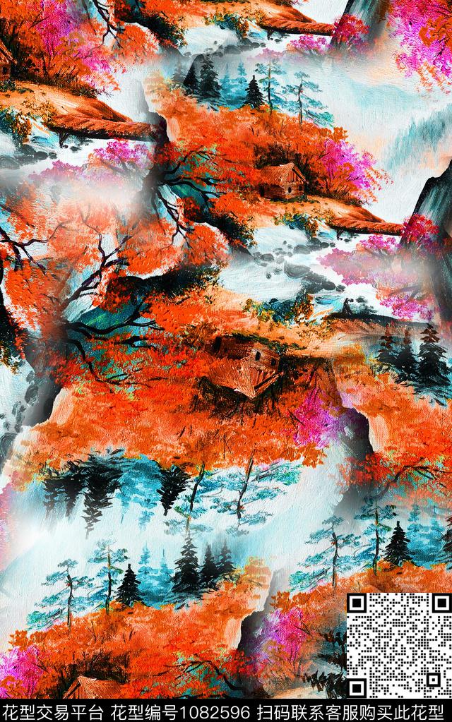 肌理抽象花卉数码印花华亿平台下载（图片编号: 1082596） - 瓦栏（Walan）