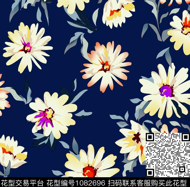 数码华亿平台抽象花卉手绘花卉数码印花华亿平台下载（图片编号: 1082696） - 瓦栏（Walan）