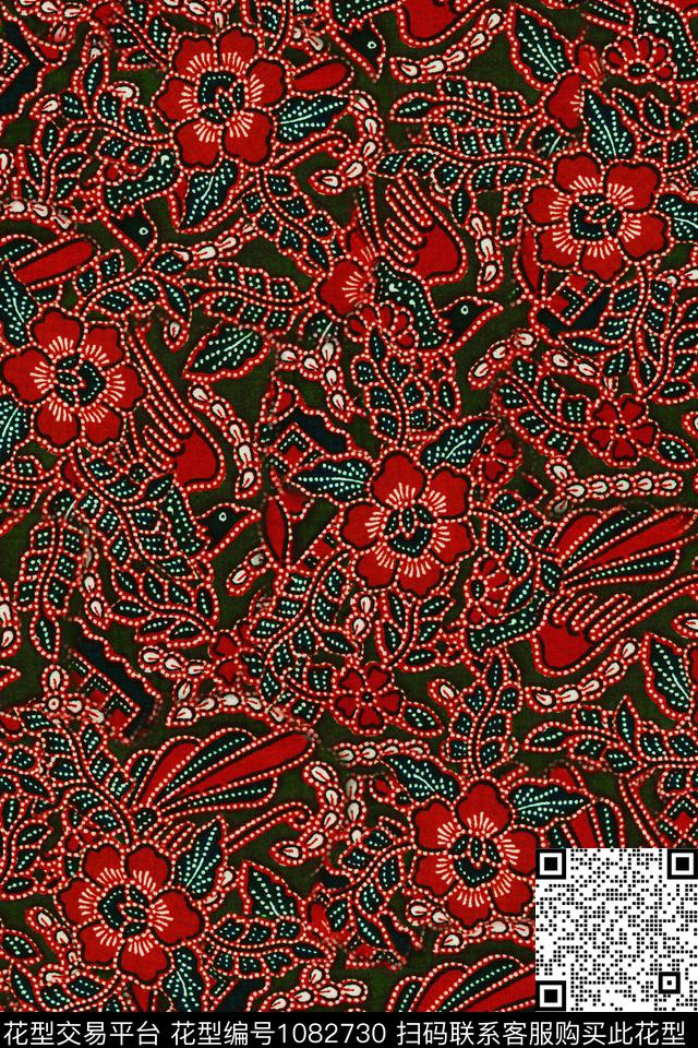 民族风花卉复古数码印花华亿平台下载（图片编号: 1082730） - 瓦栏（Walan）