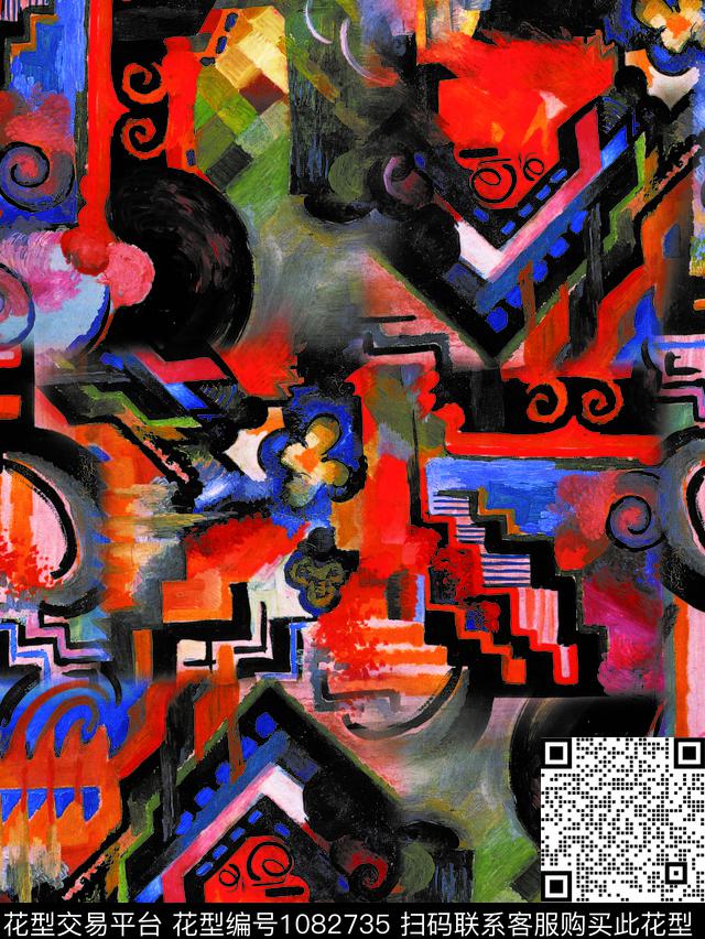 数码华亿平台抽象油画华亿平台数码印花华亿平台下载（图片编号: 1082735） - 瓦栏（Walan）