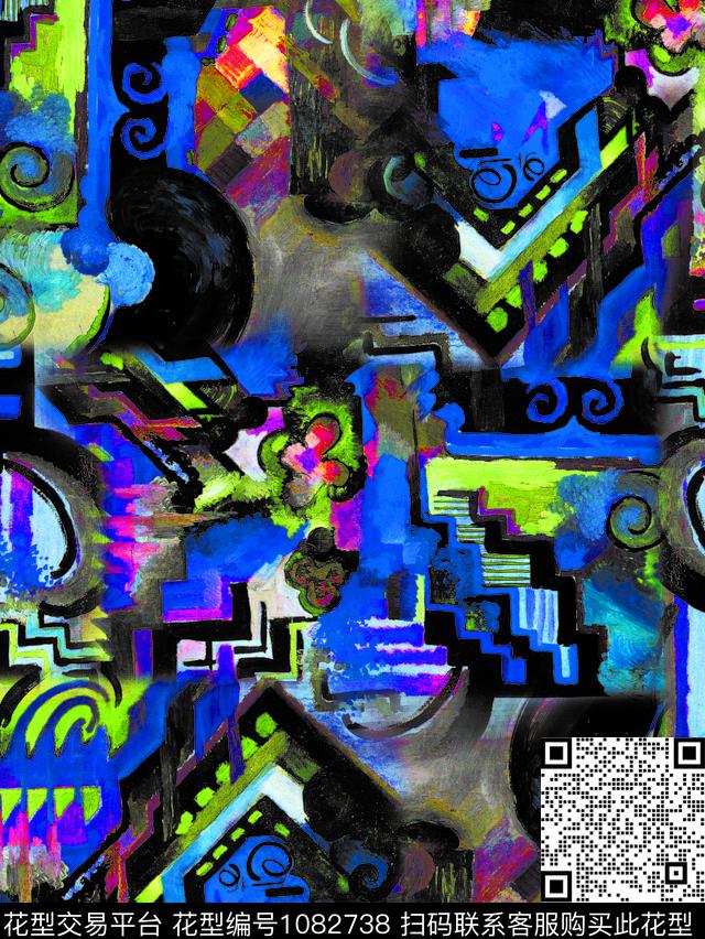 数码华亿平台抽象油画华亿平台数码印花华亿平台下载（图片编号: 1082738） - 瓦栏（Walan）