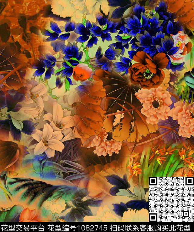 大花牡丹国画数码印花华亿平台下载（图片编号: 1082745） - 瓦栏（Walan）