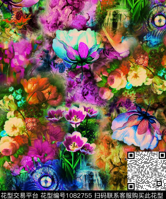 数码华亿平台水彩花卉油画华亿平台数码印花华亿平台下载（图片编号: 1082755） - 瓦栏（Walan）