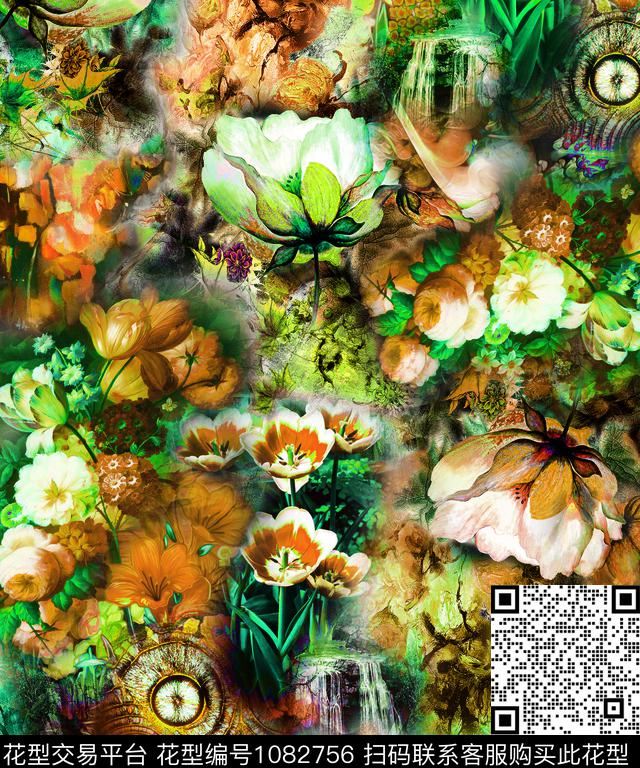 数码华亿平台水彩花卉油画华亿平台数码印花华亿平台下载（图片编号: 1082756） - 瓦栏（Walan）